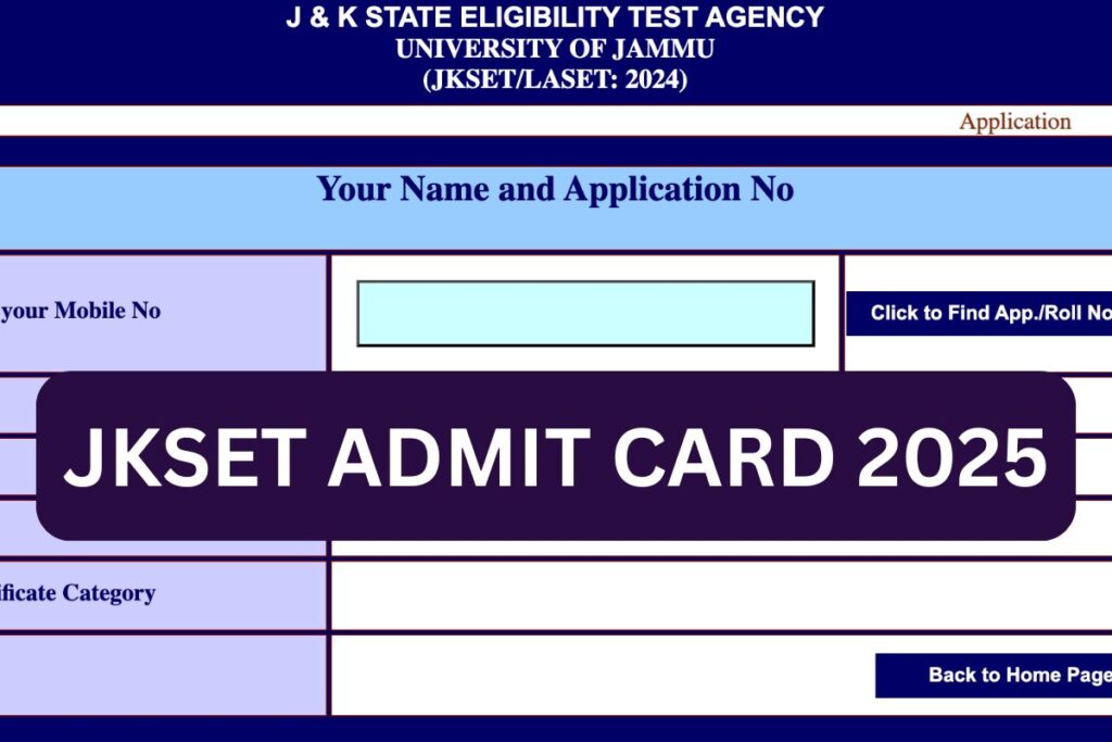 JKSET Admit Card 2025, Exam Date