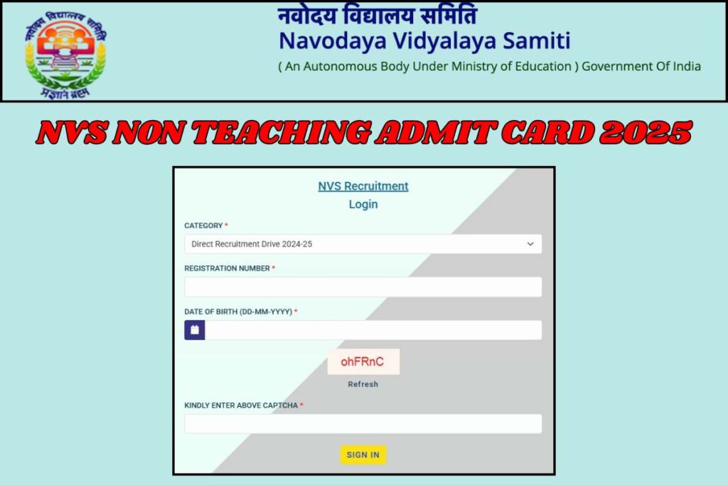 NVS Non Teaching Admit Card 2025