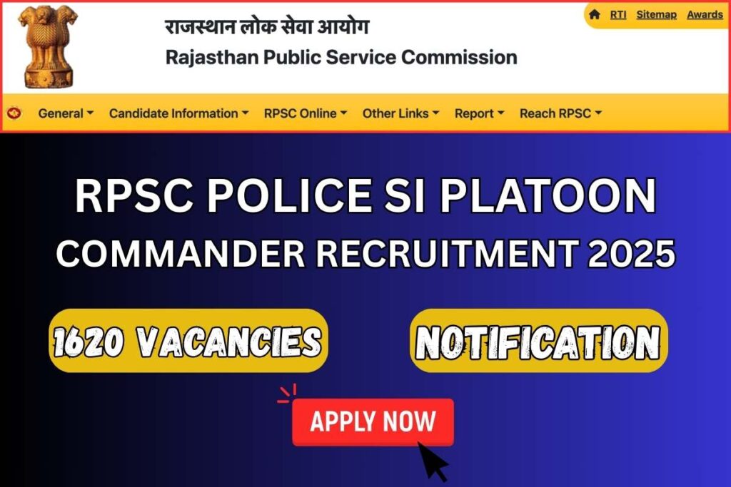 RPSC Police SI Platoon Commander Recruitment 2025